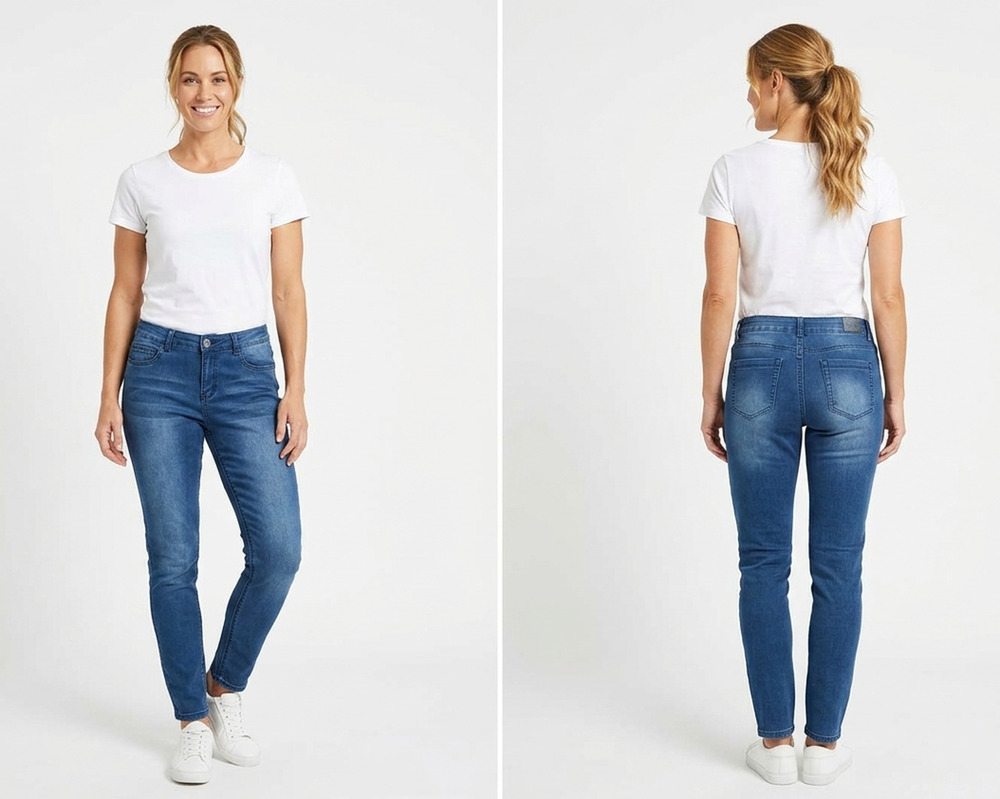 Love Indigo Mid-Rise, Skinny, Stretch, Women's Jeans - Size 14 32W x 31L - Blue
